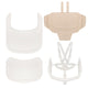 Scaun de masa multifunctional Celia, Lionelo, Din lemn de fag, 6 luni- adult, Reglabil pe inaltime, Spatar lat, Sezut ergonomic, Tavita silicon, Suport de picioare reglabil, Greutate maxima 90 Kg, Alb/Natural