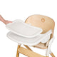 Scaun de masa multifunctional Celia, Lionelo, Din lemn de fag, 6 luni- adult, Reglabil pe inaltime, Spatar lat, Sezut ergonomic, Tavita silicon, Suport de picioare reglabil, Greutate maxima 90 Kg, Alb/Natural