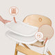 Scaun de masa multifunctional Celia, Lionelo, Din lemn de fag, 6 luni- adult, Reglabil pe inaltime, Spatar lat, Sezut ergonomic, Tavita silicon, Suport de picioare reglabil, Greutate maxima 90 Kg, Alb/Natural