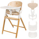 Scaun de masa multifunctional Celia, Lionelo, Din lemn de fag, 6 luni- adult, Reglabil pe inaltime, Spatar lat, Sezut ergonomic, Tavita silicon, Suport de picioare reglabil, Greutate maxima 90 Kg, Alb/Natural