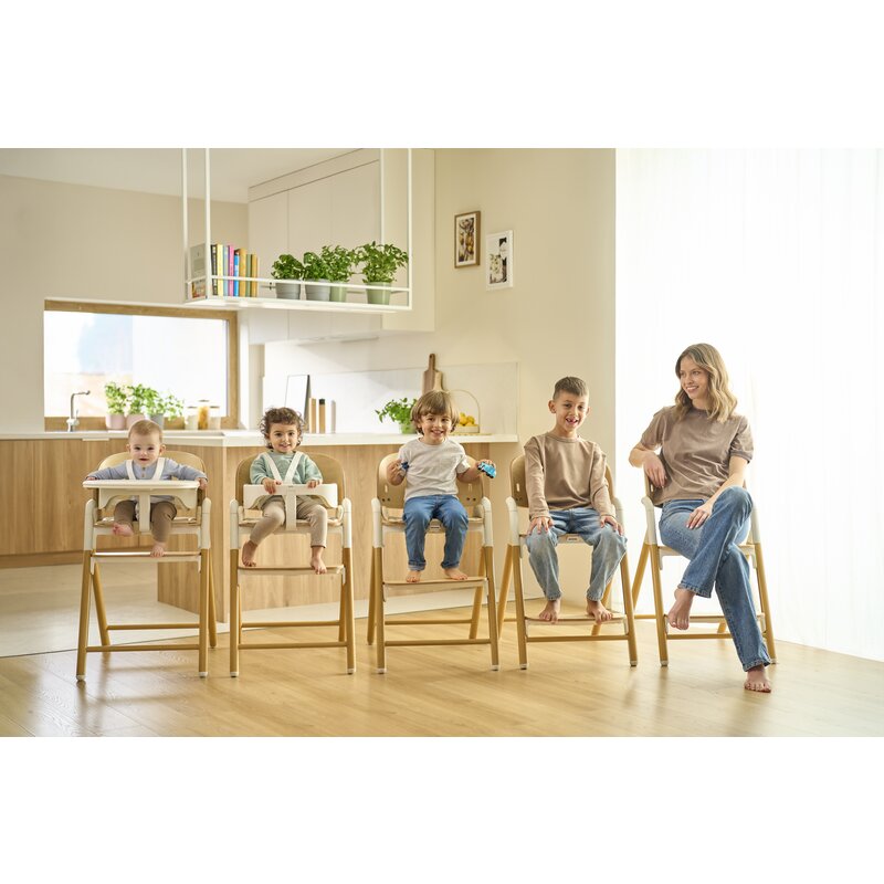 Scaun de masa multifunctional Celia, Lionelo, Din lemn de fag, 6 luni- adult, Reglabil pe inaltime, Husa impermeabila, Tavita silicon, Suport de picioare reglabil, Greutate maxima 90 Kg, Negru - gogobaby.ro