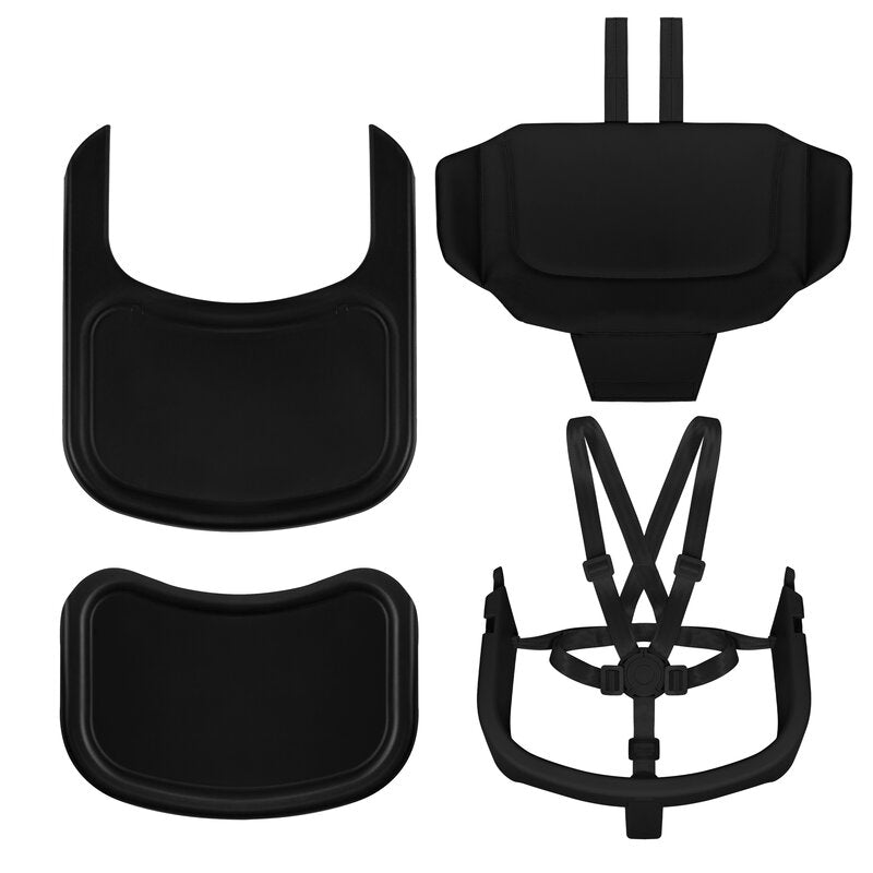 Scaun de masa multifunctional Celia, Lionelo, Din lemn de fag, 6 luni- adult, Reglabil pe inaltime, Husa impermeabila, Tavita silicon, Suport de picioare reglabil, Greutate maxima 90 Kg, Negru - gogobaby.ro