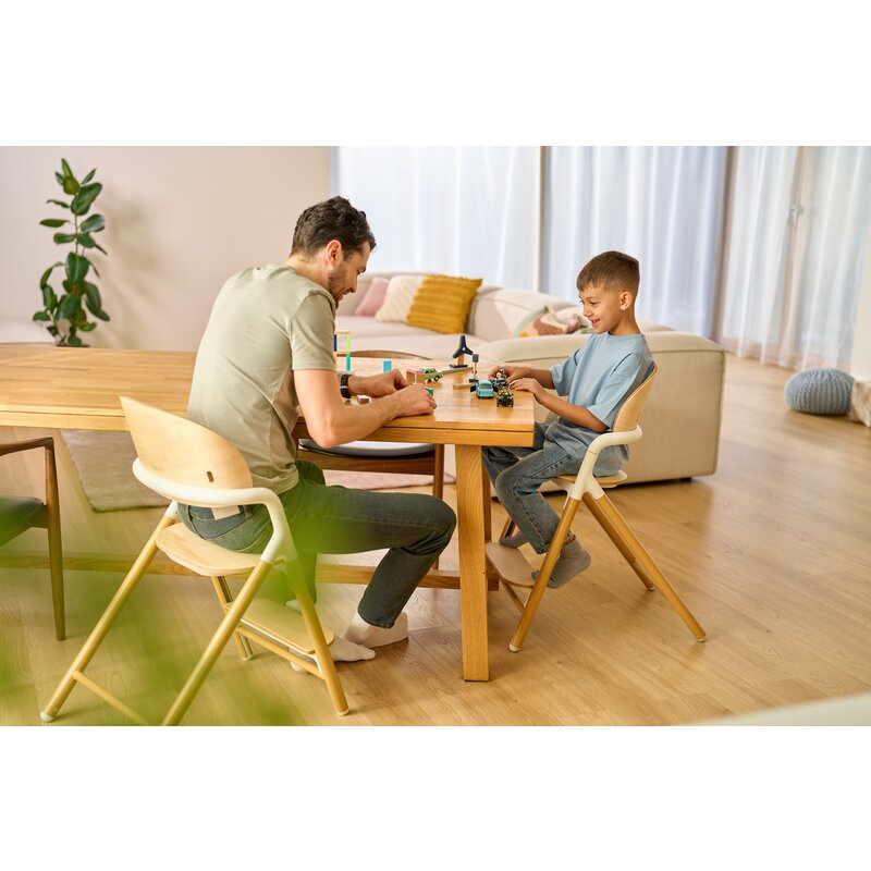 Scaun de masa multifunctional Celia, Lionelo, Din lemn de fag, 6 luni- adult, Reglabil pe inaltime, Husa impermeabila, Tavita silicon, Suport de picioare reglabil, Greutate maxima 90 Kg, Negru - gogobaby.ro