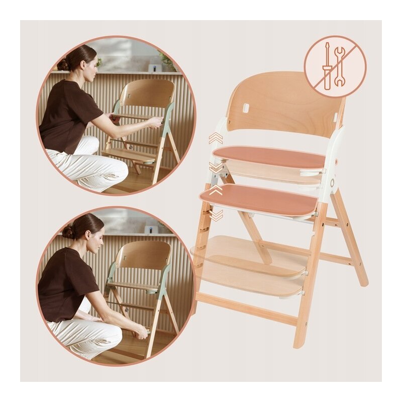 Scaun de masa multifunctional Megan, Lionelo, Din lemn de fag, 6 luni- adult, Reglabil pe inaltime, Husa impermeabila, Tavita silicon, Suport de picioare reglabil, Greutate maxima 110 Kg, Alb/Natur