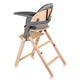 Scaun de masa multifunctional Megan, Lionelo, Din lemn de fag, 6 luni- adult, Reglabil pe inaltime, Husa impermeabila, Tavita silicon, Suport de picioare reglabil, Greutate maxima 110 Kg, Gri