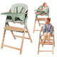 Scaun de masa multifunctional Megan, Lionelo, Din lemn de fag, 6 luni- adult, Reglabil pe inaltime, Husa impermeabila, Tavita silicon, Suport de picioare reglabil, Greutate maxima 110 Kg, Verde