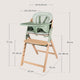 Scaun de masa multifunctional Megan, Lionelo, Din lemn de fag, 6 luni- adult, Reglabil pe inaltime, Husa impermeabila, Tavita silicon, Suport de picioare reglabil, Greutate maxima 110 Kg, Verde