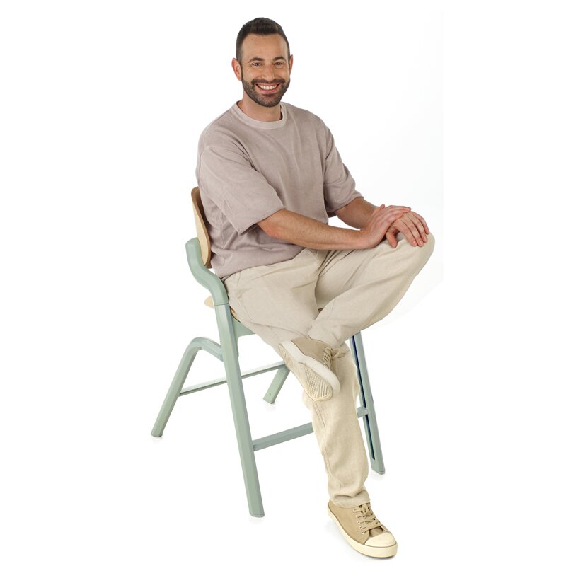 Scaun de masa multifunctional Noah, Jane, De la 6 luni la adult, Din lemn fag, Greutate maxima 100 Kg, Iris