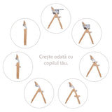 Scaun de masa multifunctional pliabil, Jane, Forest, De la 6 luni la adult, Din lemn fag, Greutate maxima 100 Kg, Mist