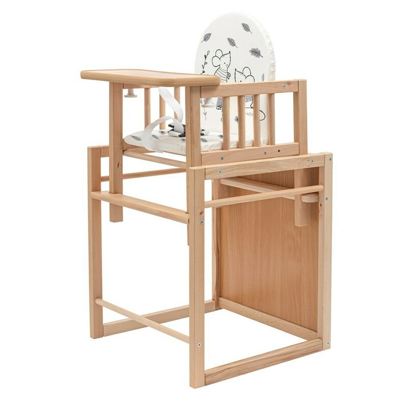 Scaun de masa, New Baby, 2 in 1, Transformabil in masuta si scaun, Din lemn, Inaltime 93 cm, Jerry