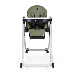 Scaun de masa, Petite&Mars, Tasty, Multifunctional, Pana la 15 kg, Reglabil pe inaltime in 7 pozitii, Spatar reglabil pana la 175 grade, Suport picioare si tavita reglabile, Cu roti, Aluminiu, Mature Olive