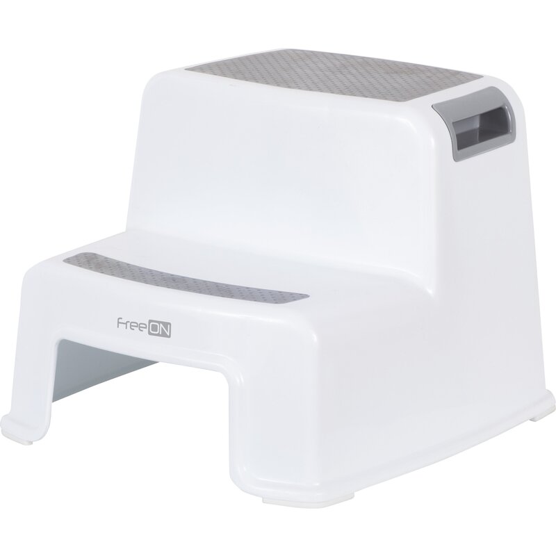 Scaunel Inaltator, FreeON, Pentru WC, In Doua Trepte, Suprafata antiderapanta, White & Grey - gogobaby.ro