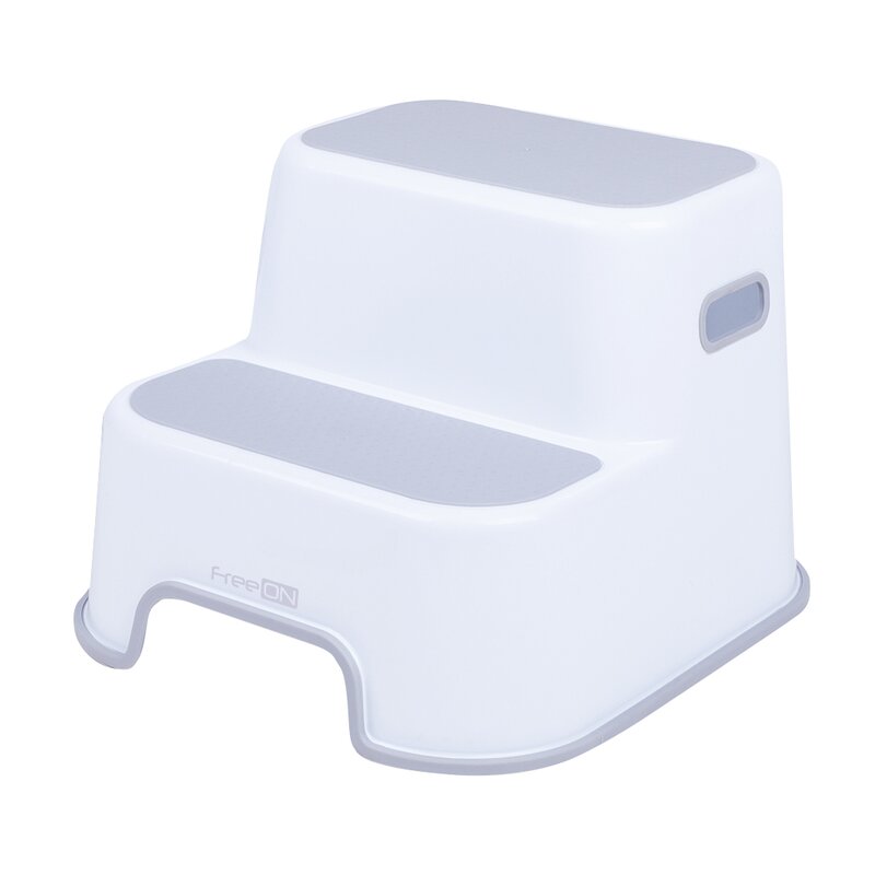 Scaunel Inaltator, FreeON, Pentru WC, In Doua Trepte, Suprafata antiderapanta, White & Grey - gogobaby.ro