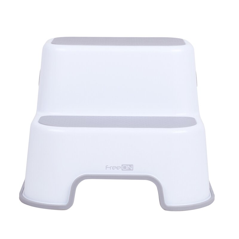 Scaunel Inaltator, FreeON, Pentru WC, In Doua Trepte, Suprafata antiderapanta, White & Grey - gogobaby.ro