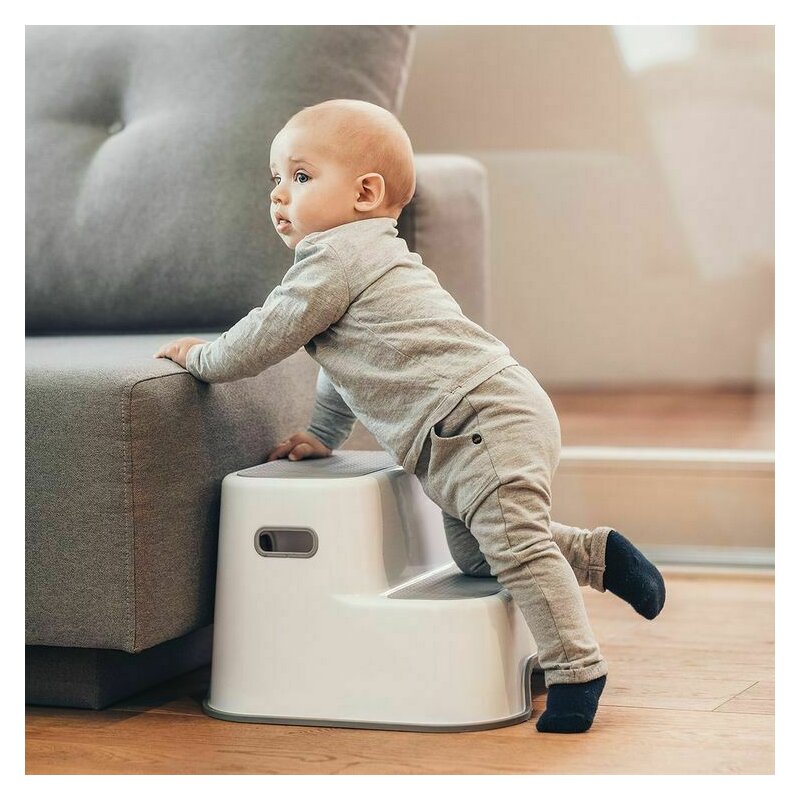 Scaunel Inaltator, FreeON, Pentru WC, In Doua Trepte, Suprafata antiderapanta, White & Grey - gogobaby.ro