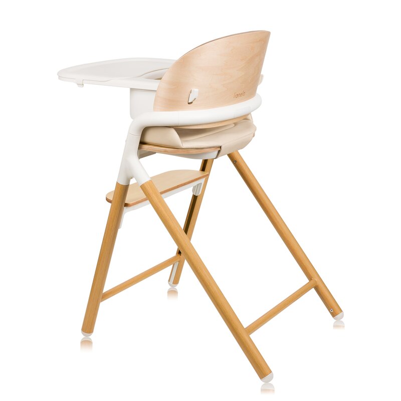 Scaunel multifunctional, Lionelo, Celia, 4 in 1, Functie de balansoar, Din lemn de fag, 6 luni- adult, Reglabil pe inaltime, Spatar lat, Sezut ergonomic, Tavita silicon, Suport de picioare reglabil, Greutate maxima 110 Kg, Alb/Natural