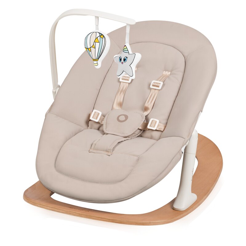 Scaunel multifunctional, Lionelo, Celia, 4 in 1, Functie de balansoar, Din lemn de fag, 6 luni- adult, Reglabil pe inaltime, Spatar lat, Sezut ergonomic, Tavita silicon, Suport de picioare reglabil, Greutate maxima 110 Kg, Alb/Natural