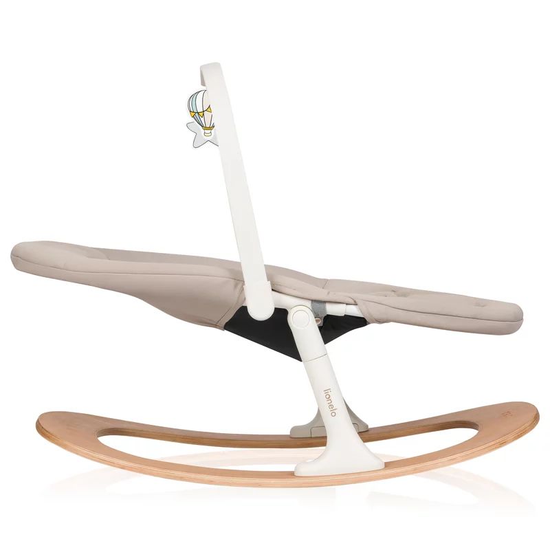 Scaunel multifunctional, Lionelo, Celia, 4 in 1, Functie de balansoar, Din lemn de fag, 6 luni- adult, Reglabil pe inaltime, Spatar lat, Sezut ergonomic, Tavita silicon, Suport de picioare reglabil, Greutate maxima 110 Kg, Alb/Natural