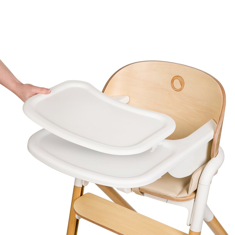 Scaunel multifunctional, Lionelo, Celia, 4 in 1, Functie de balansoar, Din lemn de fag, 6 luni- adult, Reglabil pe inaltime, Spatar lat, Sezut ergonomic, Tavita silicon, Suport de picioare reglabil, Greutate maxima 110 Kg, Alb/Natural
