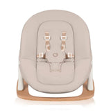 Scaunel multifunctional, Lionelo, Celia, 4 in 1, Functie de balansoar, Din lemn de fag, 6 luni- adult, Reglabil pe inaltime, Spatar lat, Sezut ergonomic, Tavita silicon, Suport de picioare reglabil, Greutate maxima 110 Kg, Alb/Natural