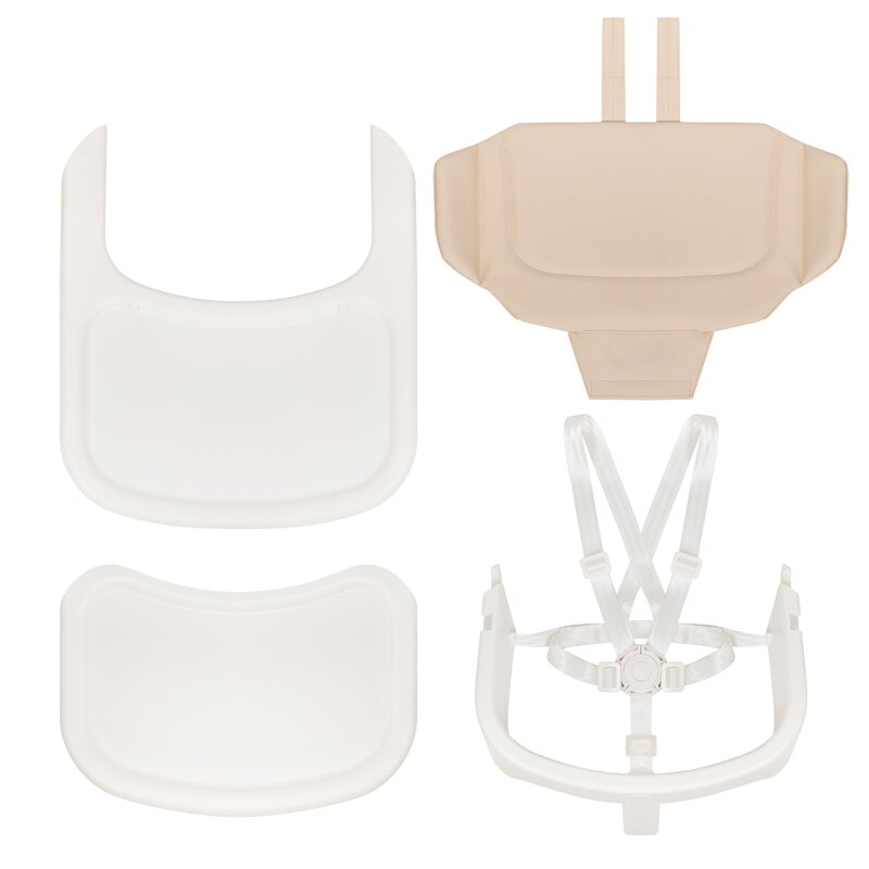Scaunel multifunctional, Lionelo, Celia, 4 in 1, Functie de balansoar, Din lemn de fag, 6 luni- adult, Reglabil pe inaltime, Spatar lat, Sezut ergonomic, Tavita silicon, Suport de picioare reglabil, Greutate maxima 110 Kg, Alb/Natural