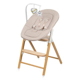 Scaunel multifunctional, Lionelo, Celia, 4 in 1, Functie de balansoar, Din lemn de fag, 6 luni- adult, Reglabil pe inaltime, Spatar lat, Sezut ergonomic, Tavita silicon, Suport de picioare reglabil, Greutate maxima 110 Kg, Alb/Natural