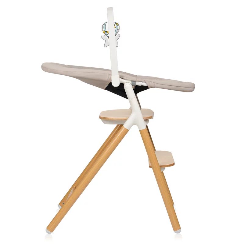 Scaunel multifunctional, Lionelo, Celia, 4 in 1, Functie de balansoar, Din lemn de fag, 6 luni- adult, Reglabil pe inaltime, Spatar lat, Sezut ergonomic, Tavita silicon, Suport de picioare reglabil, Greutate maxima 110 Kg, Alb/Natural