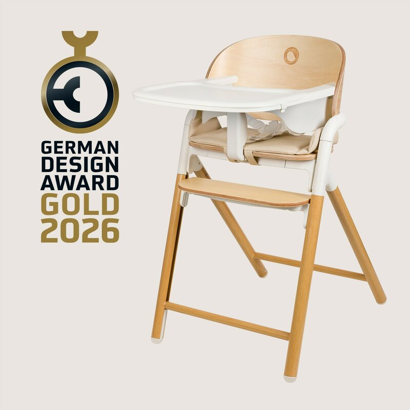 Scaunel multifunctional, Lionelo, Celia, 4 in 1, Functie de balansoar, Din lemn de fag, 6 luni- adult, Reglabil pe inaltime, Spatar lat, Sezut ergonomic, Tavita silicon, Suport de picioare reglabil, Greutate maxima 110 Kg, Alb/Natural