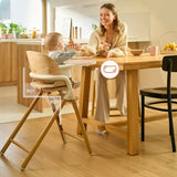 Scaunel multifunctional, Lionelo, Celia, 4 in 1, Functie de balansoar, Din lemn de fag, 6 luni- adult, Reglabil pe inaltime, Spatar lat, Sezut ergonomic, Tavita silicon, Suport de picioare reglabil, Greutate maxima 110 Kg, Alb/Natural
