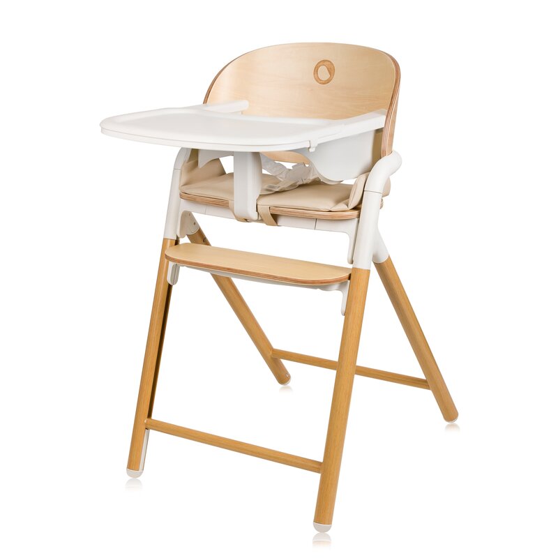 Scaunel multifunctional, Lionelo, Celia, 4 in 1, Functie de balansoar, Din lemn de fag, 6 luni- adult, Reglabil pe inaltime, Spatar lat, Sezut ergonomic, Tavita silicon, Suport de picioare reglabil, Greutate maxima 110 Kg, Alb/Natural