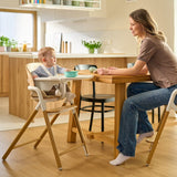Scaunel multifunctional, Lionelo, Celia, 4 in 1, Functie de balansoar, Din lemn de fag, 6 luni- adult, Reglabil pe inaltime, Spatar lat, Sezut ergonomic, Tavita silicon, Suport de picioare reglabil, Greutate maxima 110 Kg, Alb/Natural