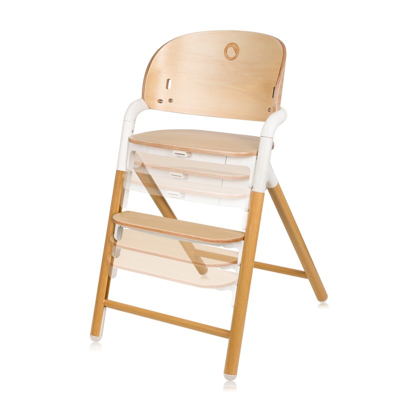 Scaunel multifunctional, Lionelo, Celia, 4 in 1, Functie de balansoar, Din lemn de fag, 6 luni- adult, Reglabil pe inaltime, Spatar lat, Sezut ergonomic, Tavita silicon, Suport de picioare reglabil, Greutate maxima 110 Kg, Alb/Natural