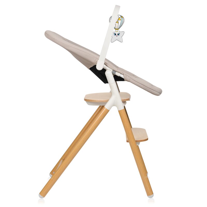 Scaunel multifunctional, Lionelo, Celia, 4 in 1, Functie de balansoar, Din lemn de fag, 6 luni- adult, Reglabil pe inaltime, Spatar lat, Sezut ergonomic, Tavita silicon, Suport de picioare reglabil, Greutate maxima 110 Kg, Alb/Natural