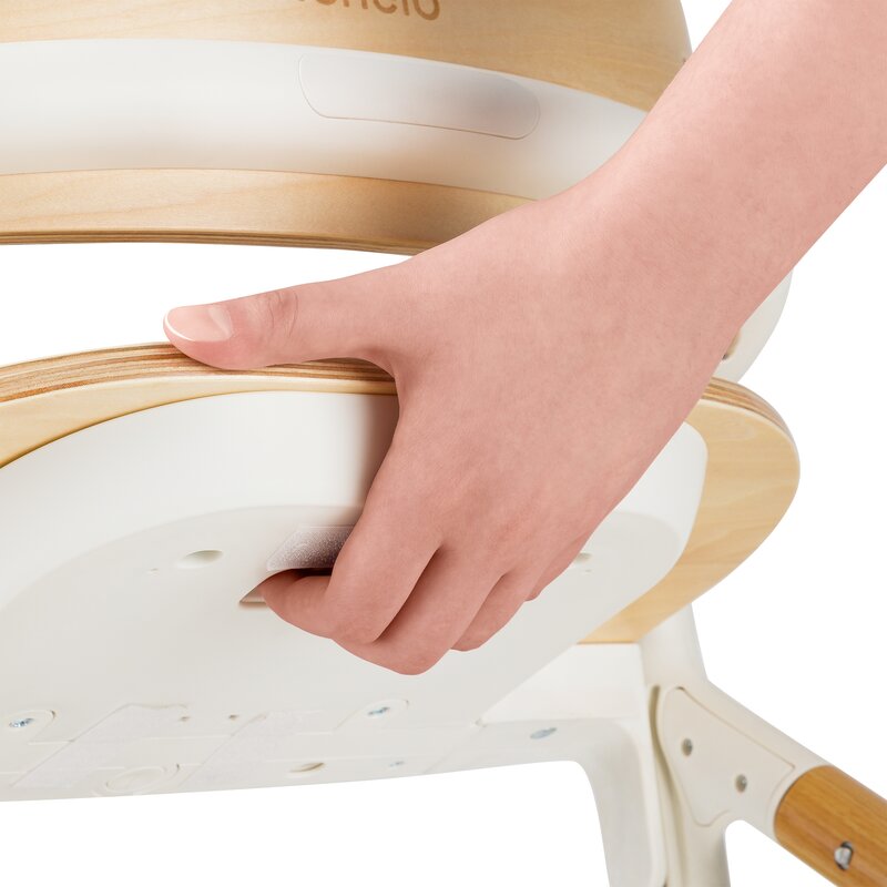 Scaunel multifunctional, Lionelo, Celia, 4 in 1, Functie de balansoar, Din lemn de fag, 6 luni- adult, Reglabil pe inaltime, Spatar lat, Sezut ergonomic, Tavita silicon, Suport de picioare reglabil, Greutate maxima 110 Kg, Alb/Natural