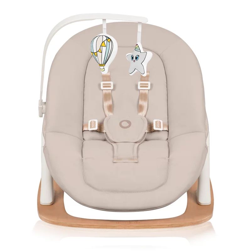 Scaunel multifunctional, Lionelo, Celia, 4 in 1, Functie de balansoar, Din lemn de fag, 6 luni- adult, Reglabil pe inaltime, Spatar lat, Sezut ergonomic, Tavita silicon, Suport de picioare reglabil, Greutate maxima 110 Kg, Alb/Natural