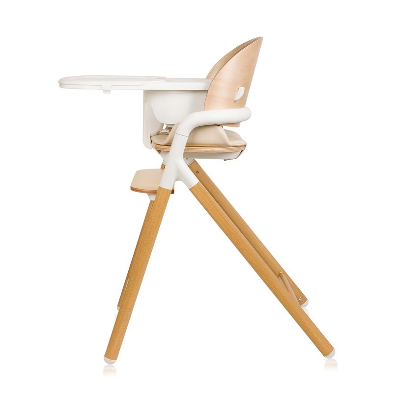 Scaunel multifunctional, Lionelo, Celia, 4 in 1, Functie de balansoar, Din lemn de fag, 6 luni- adult, Reglabil pe inaltime, Spatar lat, Sezut ergonomic, Tavita silicon, Suport de picioare reglabil, Greutate maxima 110 Kg, Alb/Natural