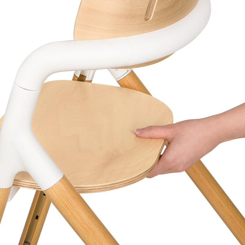 Scaunel multifunctional, Lionelo, Celia, 4 in 1, Functie de balansoar, Din lemn de fag, 6 luni- adult, Reglabil pe inaltime, Spatar lat, Sezut ergonomic, Tavita silicon, Suport de picioare reglabil, Greutate maxima 110 Kg, Alb/Natural
