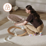 Scaunel multifunctional, Lionelo, Celia, 4 in 1, Functie de balansoar, Din lemn de fag, 6 luni- adult, Reglabil pe inaltime, Spatar lat, Sezut ergonomic, Tavita silicon, Suport de picioare reglabil, Greutate maxima 110 Kg, Alb/Natural