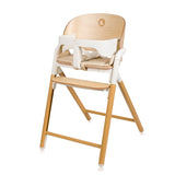 Scaunel multifunctional, Lionelo, Celia, 4 in 1, Functie de balansoar, Din lemn de fag, 6 luni- adult, Reglabil pe inaltime, Spatar lat, Sezut ergonomic, Tavita silicon, Suport de picioare reglabil, Greutate maxima 110 Kg, Alb/Natural