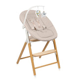Scaunel multifunctional, Lionelo, Celia, 4 in 1, Functie de balansoar, Din lemn de fag, 6 luni- adult, Reglabil pe inaltime, Spatar lat, Sezut ergonomic, Tavita silicon, Suport de picioare reglabil, Greutate maxima 110 Kg, Alb/Natural