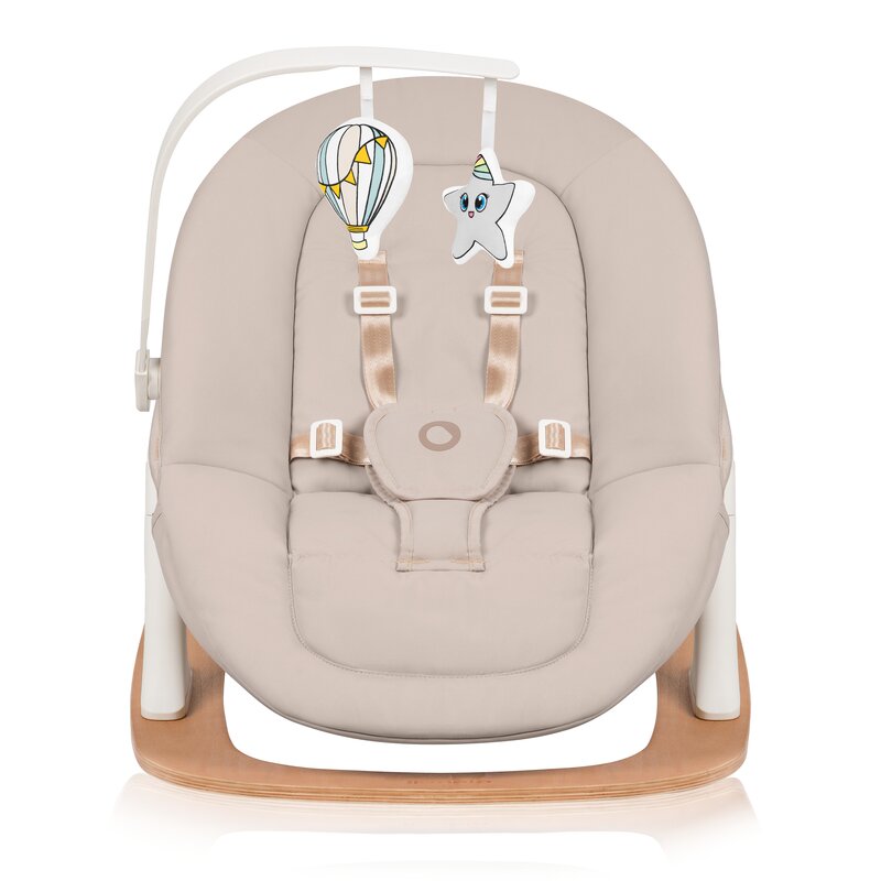 Scaunel multifunctional, Lionelo, Celia, 4 in 1, Functie de balansoar, Din lemn de fag, 6 luni- adult, Reglabil pe inaltime, Spatar lat, Sezut ergonomic, Tavita silicon, Suport de picioare reglabil, Greutate maxima 110 Kg, Alb/Natural