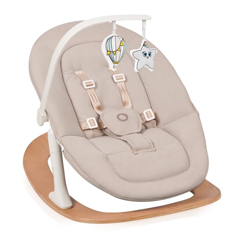 Scaunel multifunctional, Lionelo, Celia, 4 in 1, Functie de balansoar, Din lemn de fag, 6 luni- adult, Reglabil pe inaltime, Spatar lat, Sezut ergonomic, Tavita silicon, Suport de picioare reglabil, Greutate maxima 110 Kg, Alb/Natural