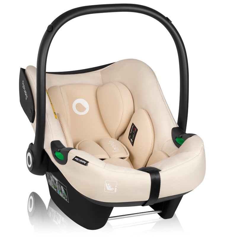 Scoica auto, Lionelo, i-Size Astrid, 0-13 Kg, 40-87 cm, Cu maner si capotina reglabile, Cu protectie laterala avansata, Salteluta confortabila, Testat ADAC, Conform cu standardul european de securitate R129, Bej - gogobaby.ro