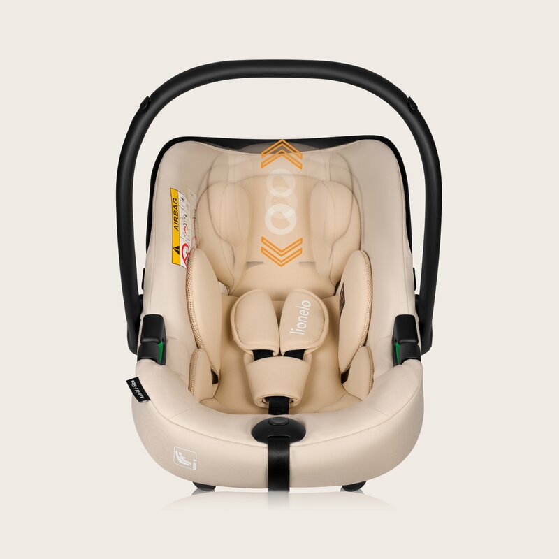 Scoica auto, Lionelo, i-Size Astrid, 0-13 Kg, 40-87 cm, Cu maner si capotina reglabile, Cu protectie laterala avansata, Salteluta confortabila, Testat ADAC, Conform cu standardul european de securitate R129, Bej - gogobaby.ro