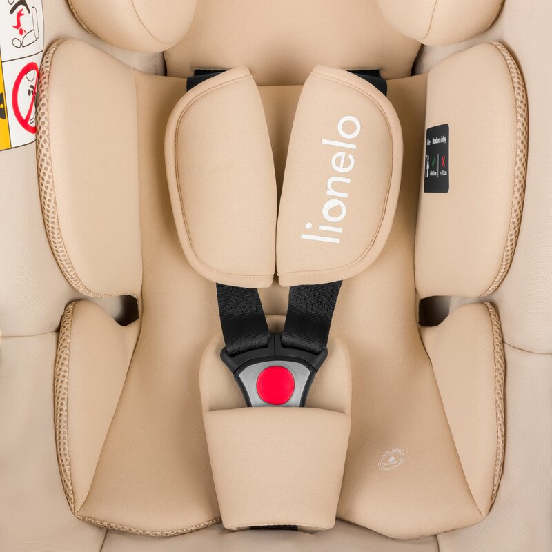 Scoica auto, Lionelo, i-Size Astrid, 0-13 Kg, 40-87 cm, Cu maner si capotina reglabile, Cu protectie laterala avansata, Salteluta confortabila, Testat ADAC, Conform cu standardul european de securitate R129, Bej - gogobaby.ro