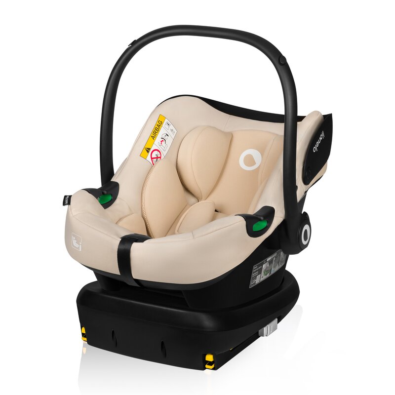 Scoica auto, Lionelo, i-Size Astrid, 0-13 Kg, 40-87 cm, Cu maner si capotina reglabile, Cu protectie laterala avansata, Salteluta confortabila, Testat ADAC, Conform cu standardul european de securitate R129, Bej - gogobaby.ro