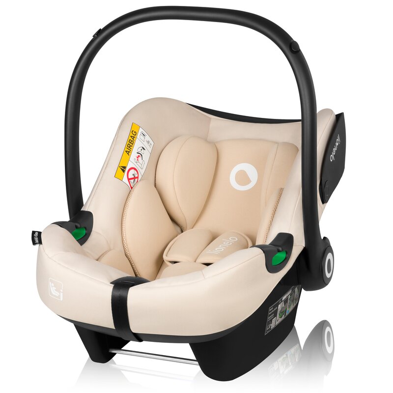 Scoica auto, Lionelo, i-Size Astrid, 0-13 Kg, 40-87 cm, Cu maner si capotina reglabile, Cu protectie laterala avansata, Salteluta confortabila, Testat ADAC, Conform cu standardul european de securitate R129, Bej - gogobaby.ro