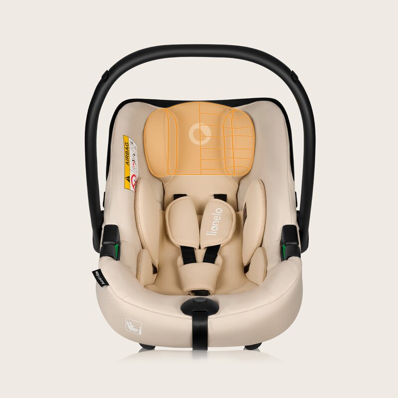 Scoica auto, Lionelo, i-Size Astrid, 0-13 Kg, 40-87 cm, Cu maner si capotina reglabile, Cu protectie laterala avansata, Salteluta confortabila, Testat ADAC, Conform cu standardul european de securitate R129, Bej
