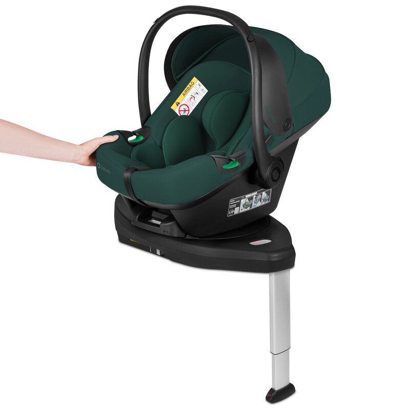 Scoica auto, Lionelo, i-Size Astrid, 0-13 Kg, 40-87 cm, Cu maner si capotina reglabile, Cu protectie laterala avansata, Salteluta confortabila, Testat ADAC, Conform cu standardul european de securitate R129, Verde