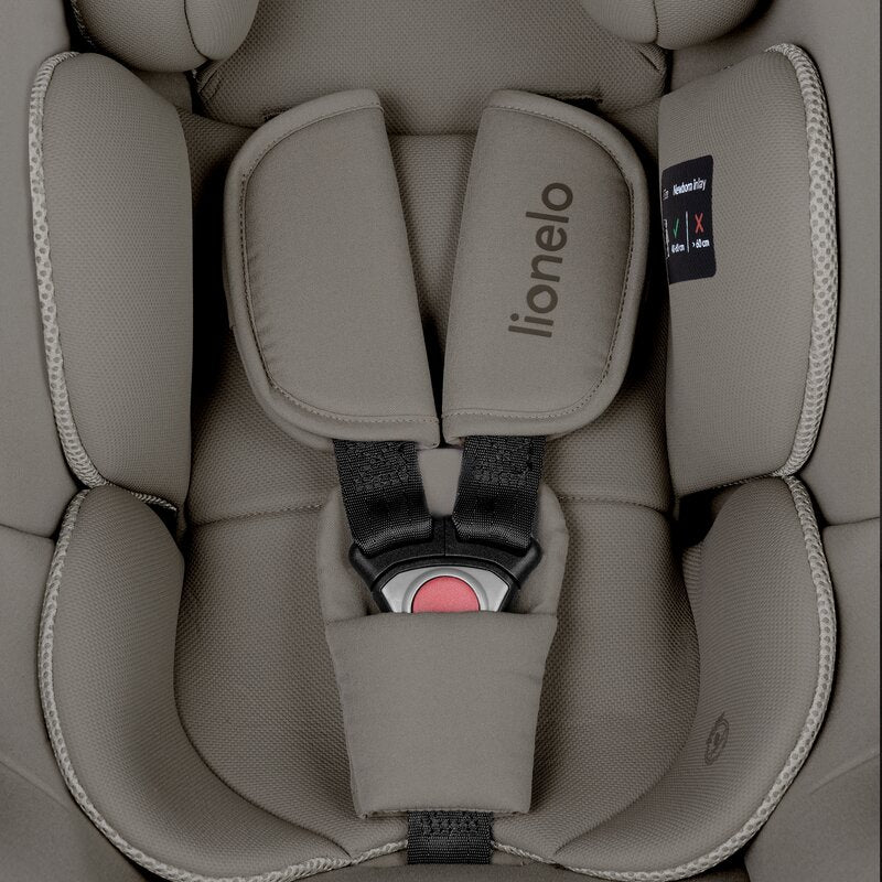 Scoica auto, Lionelo, i-Size Astrid, 0-13 Kg, 40-87 cm, Cu maner si capotina reglabile, Cu protectie laterala avansata, Salteluta confortabila, Testat ADAC, Conform cu standardul european de securitate R129, Taupe